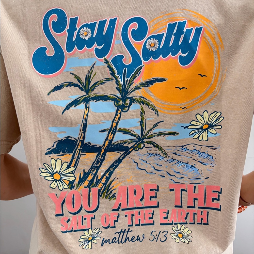 Stay Salty Graphic Tee - Tan